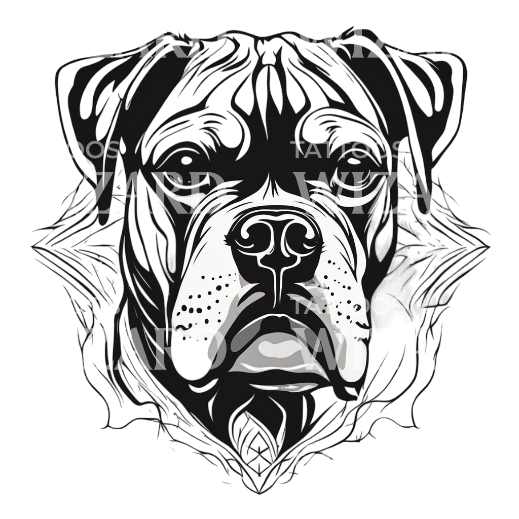 Boxer Dog Head Tattoo Design