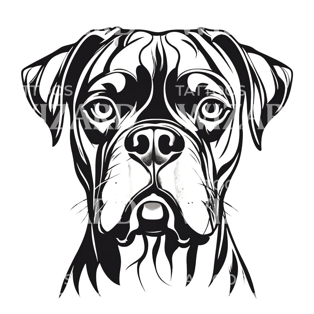 Boxer Dog Head Tattoo Design