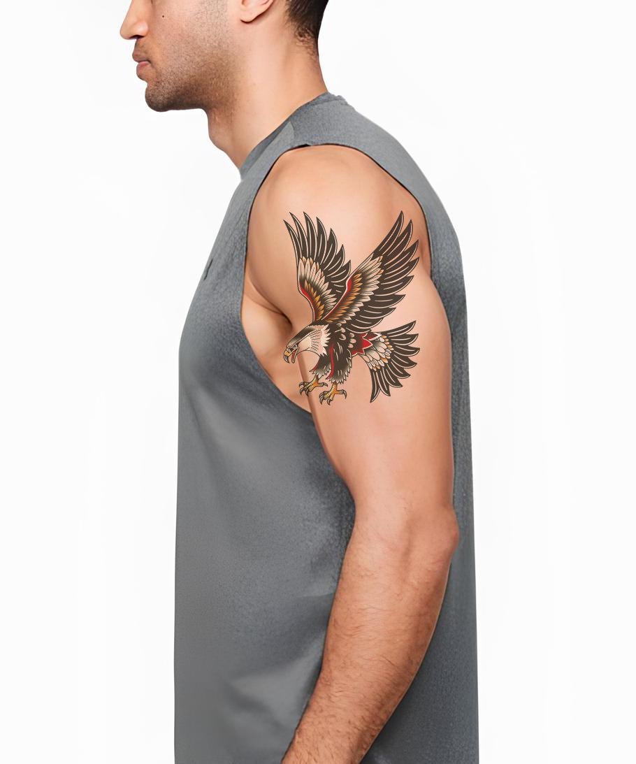 Traditional Eagle Flying Tattoo Idea