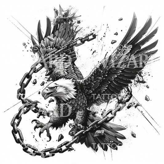 Eagle Breaking Chains Tattoo Design