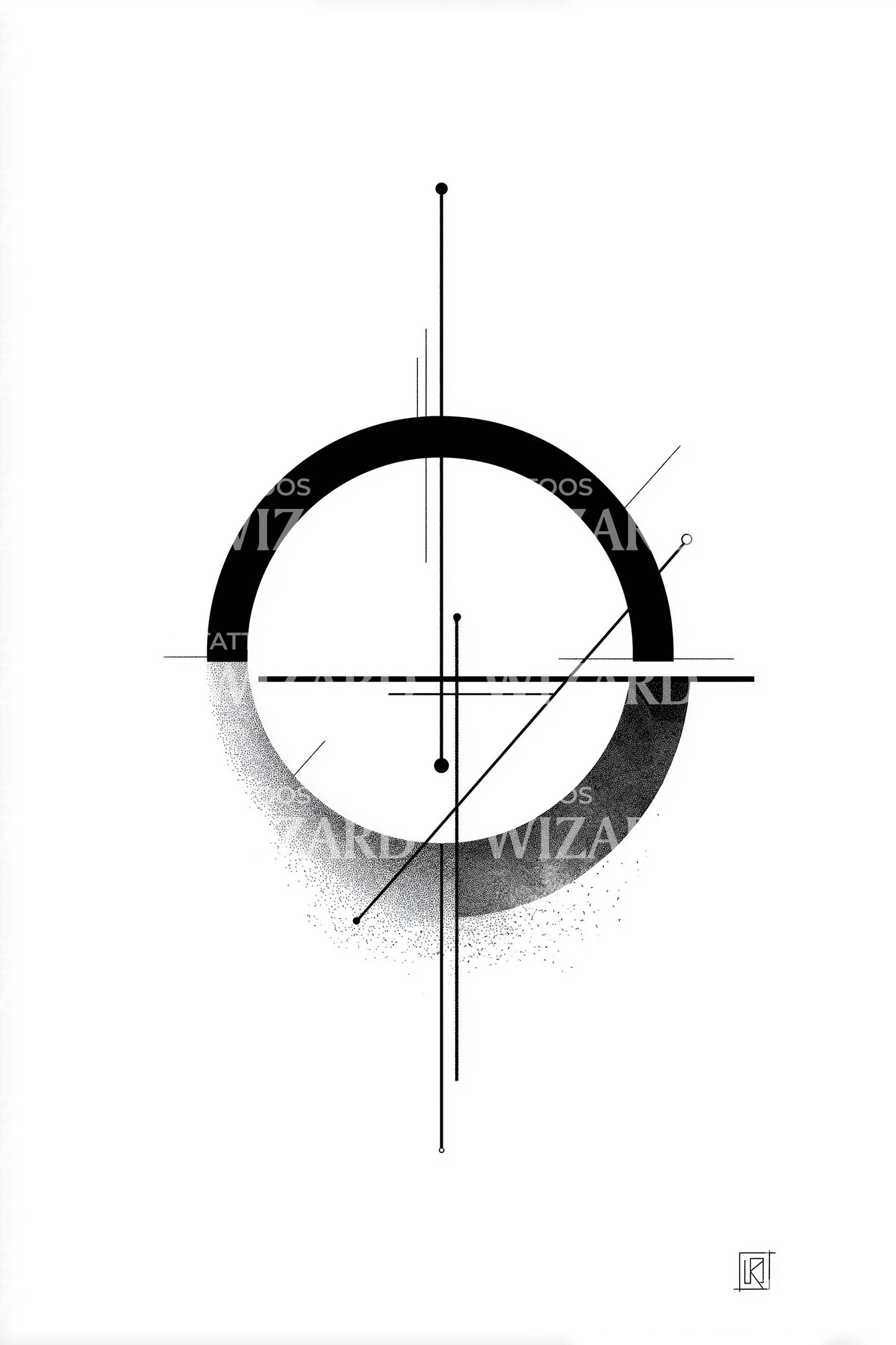 Design de tatouage symbole dégradé d'éclipse