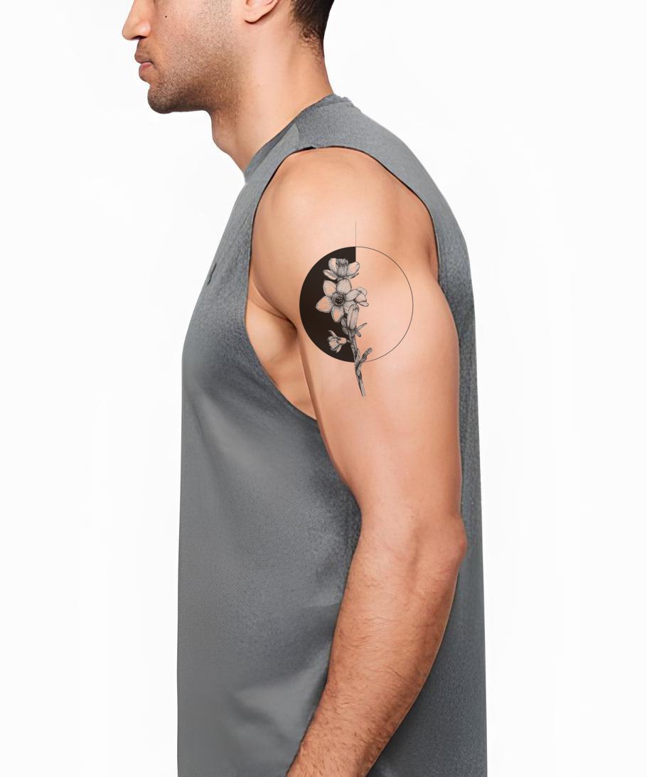 Eclipsed Blossom Silhouette Tattoo Design