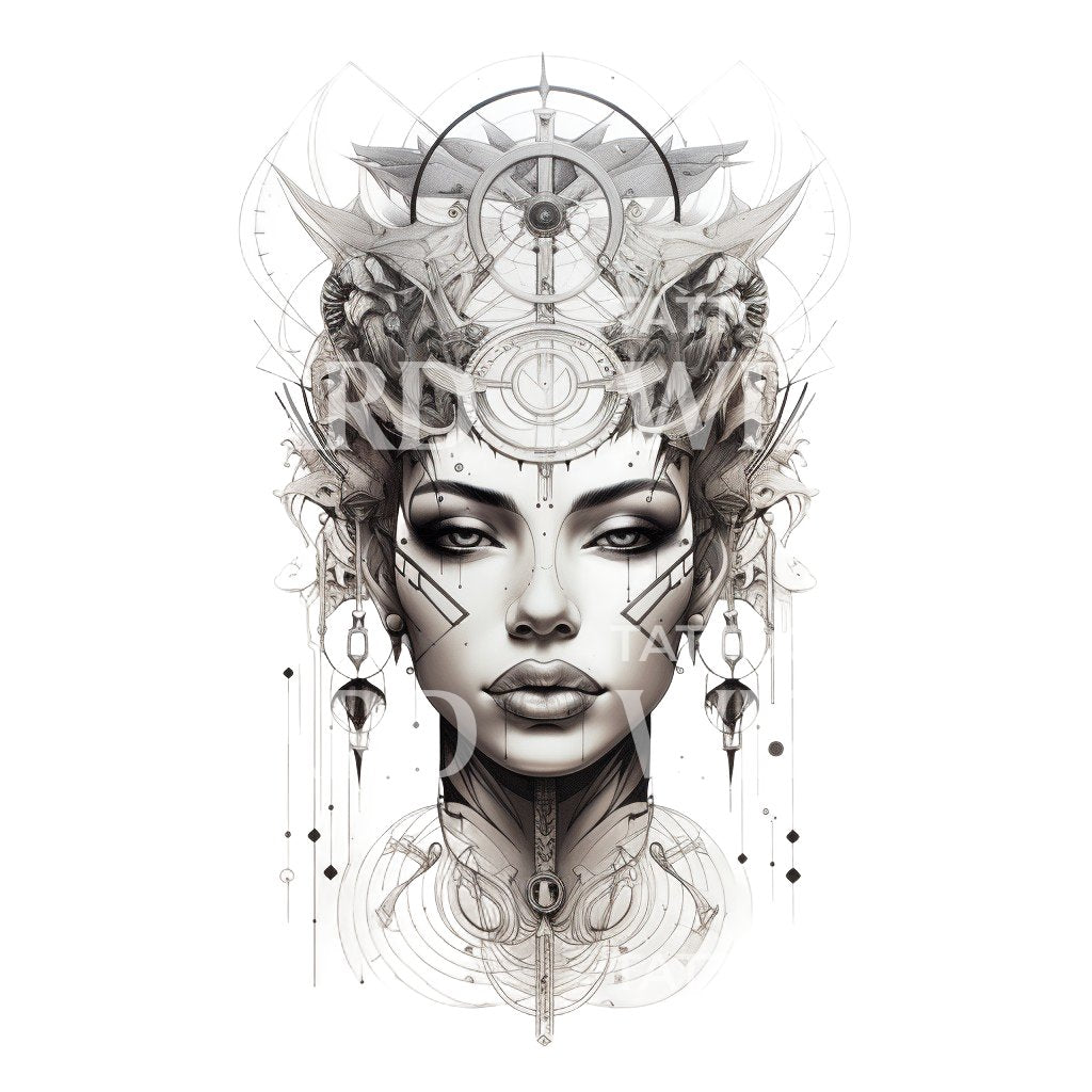 Steam Punk Goddess Tattoo Design