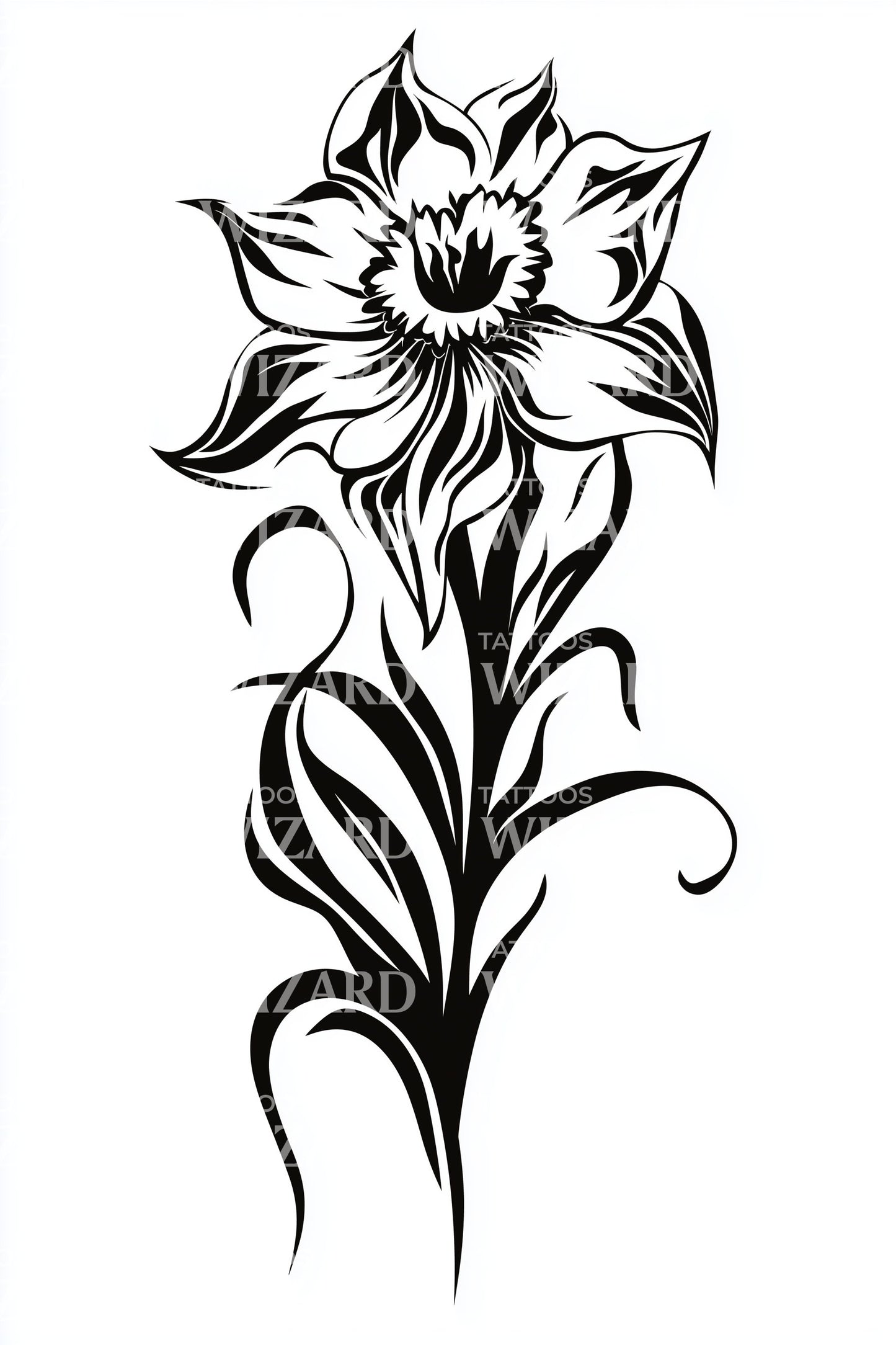 Elegance Lily Crest Tattoo Design