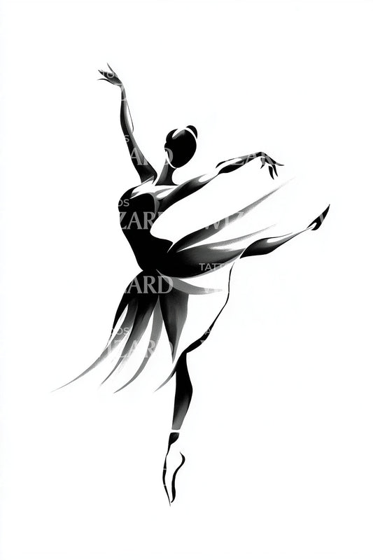 Elegant Ballet Silhouette Tattoo Design