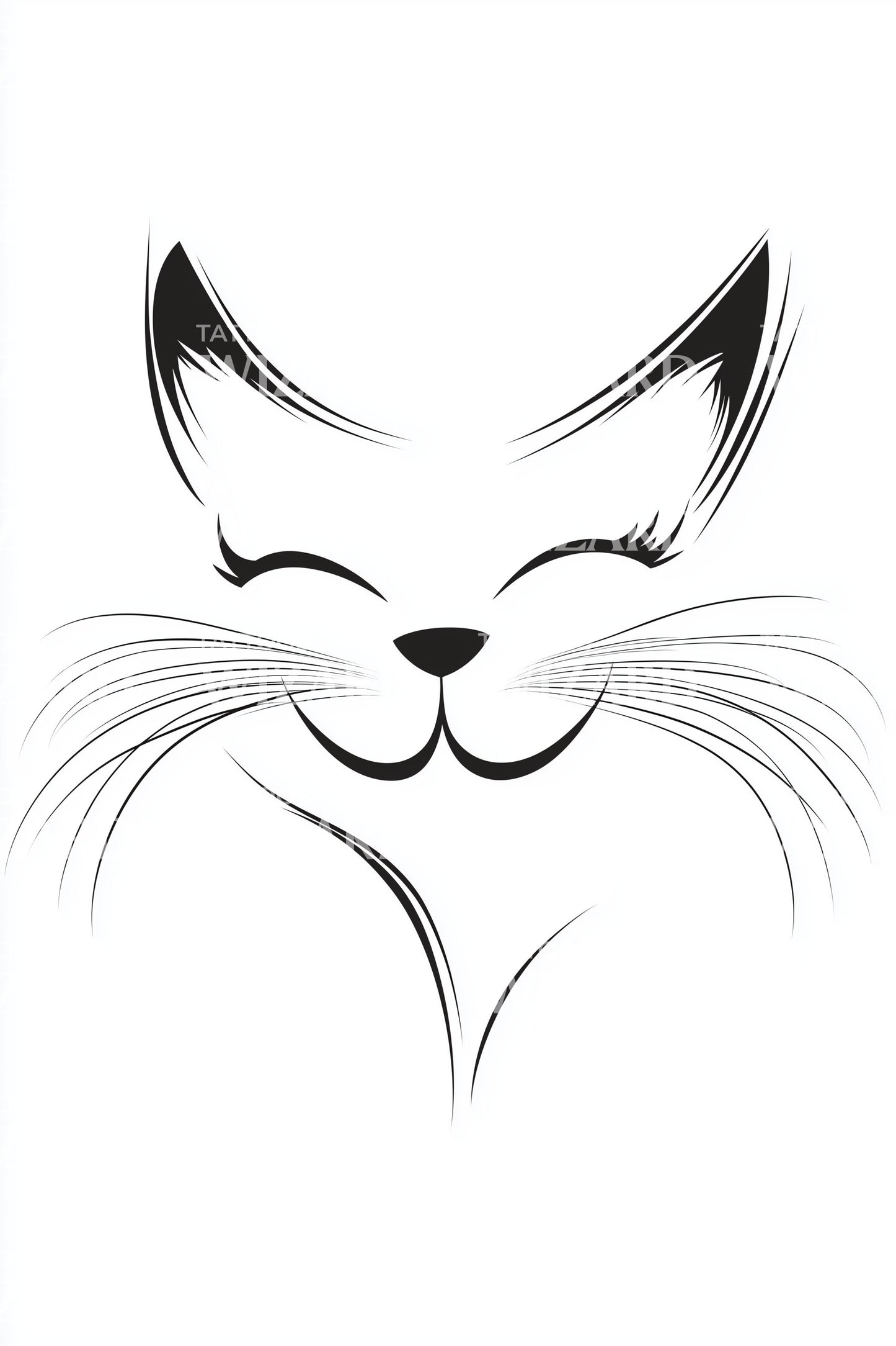 Elegant Line Cat Tattoo Design