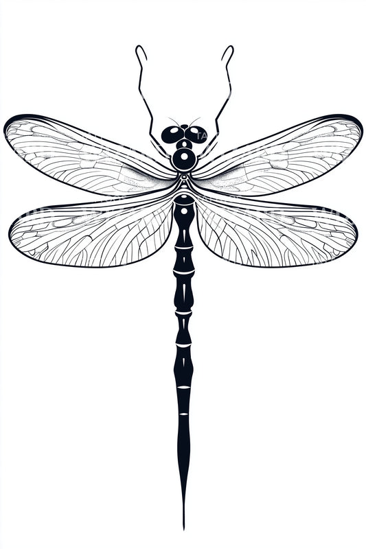 Elegant Longtail Dragonfly Tattoo Design
