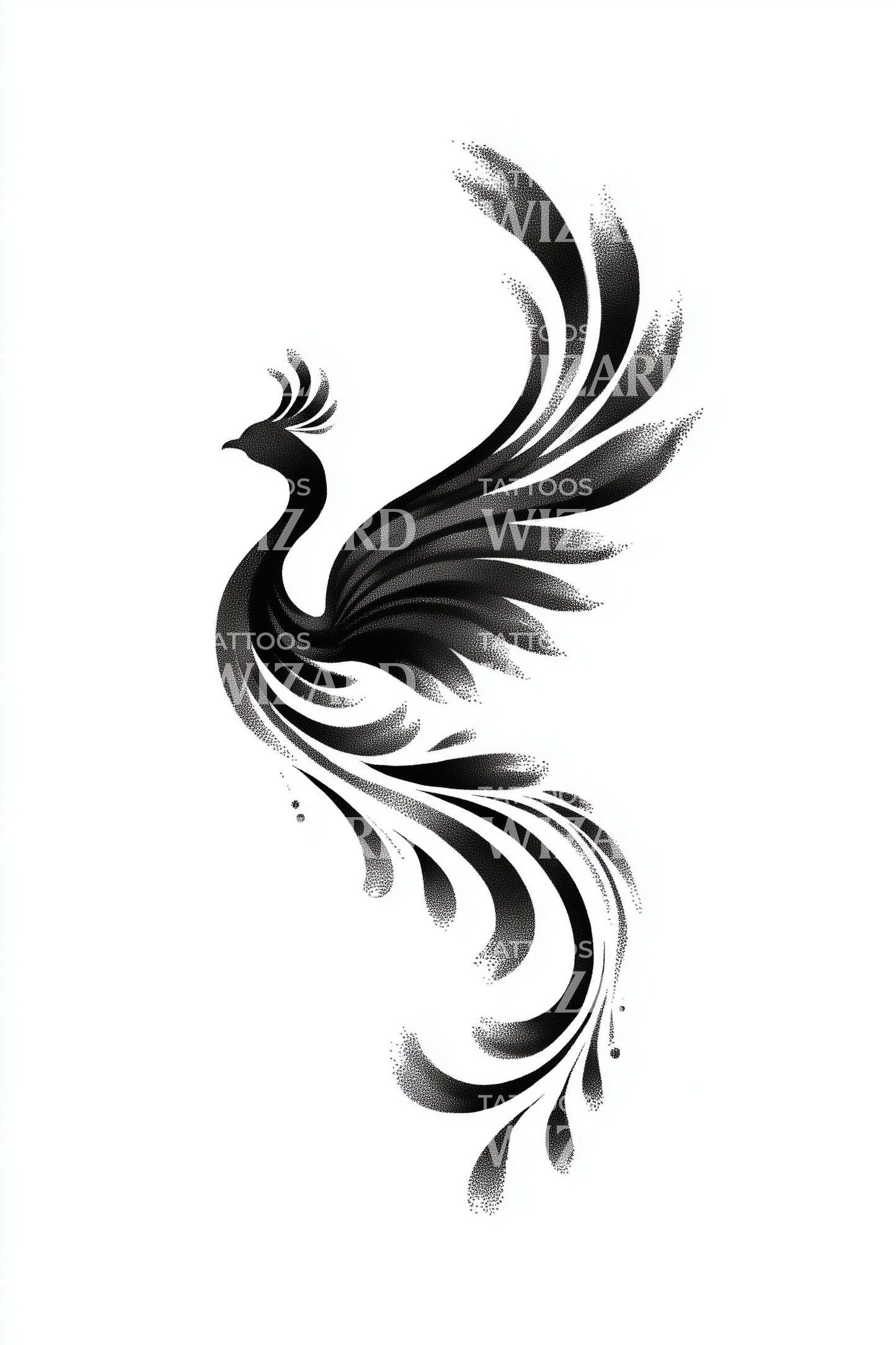 Illustrazione del tatuaggio elegante della curva della fenice