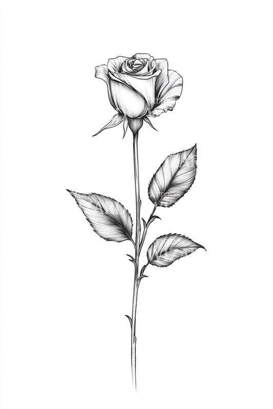 Elegant Single Rose Tattoo Design