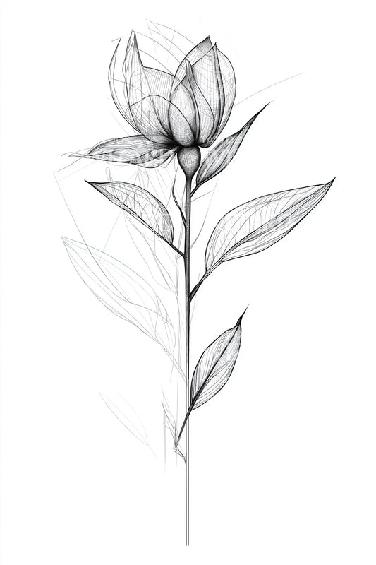 Idea elegante per tatuaggio di germoglio di stelo