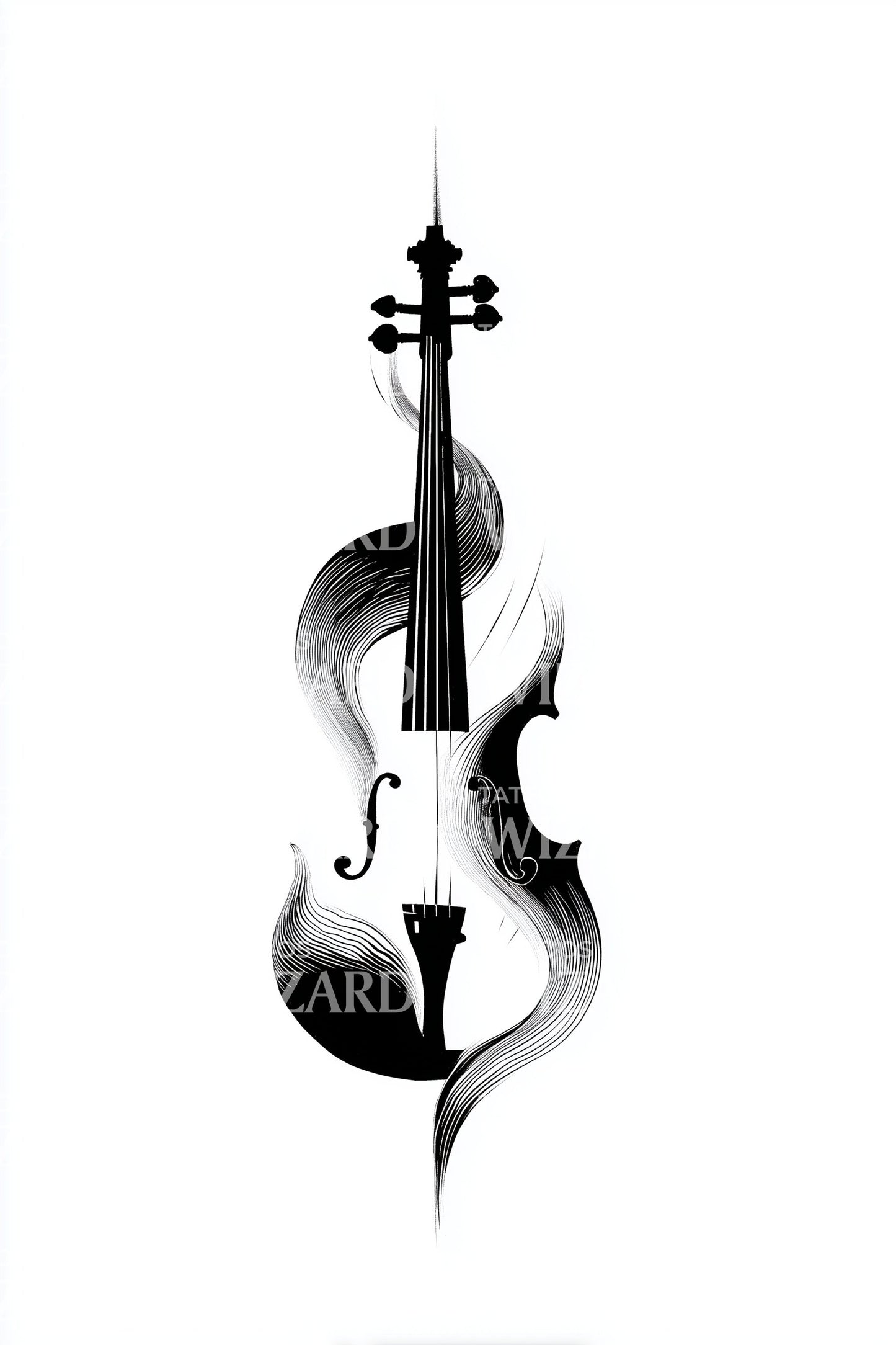 Elegant violin silhuet tatoveringsdesign