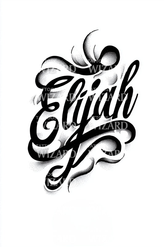 Elijah Bold Lettering Tattoo Design