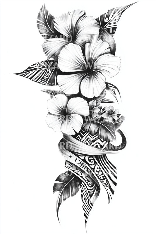 Illustrazione Tatuaggio Tribale Plumeria Ellittica