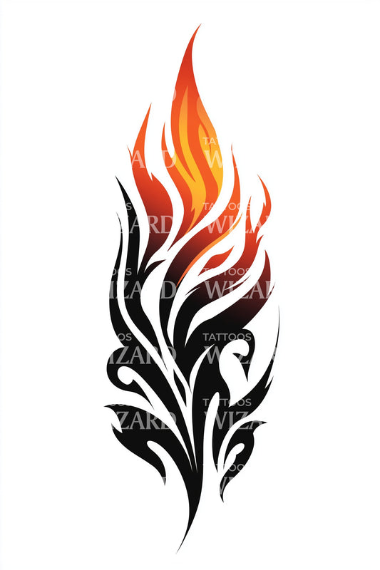 Ember Crest Flame Tattoo Design