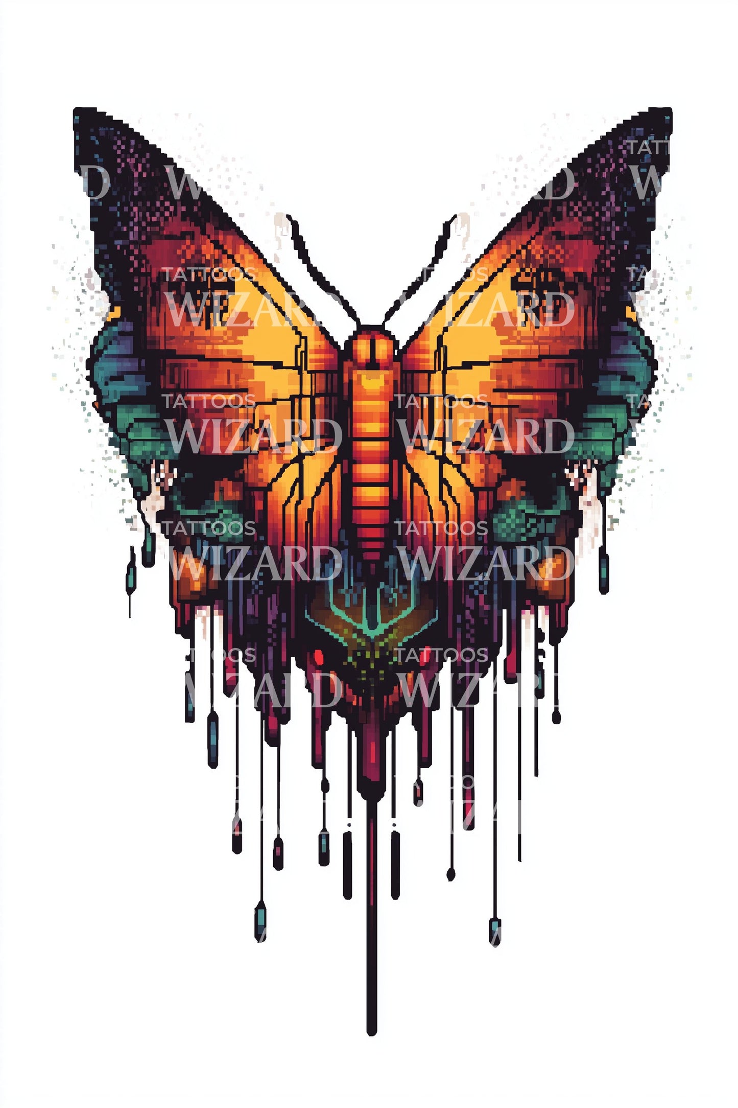 Ember Drip Butterfly Tattoo Design