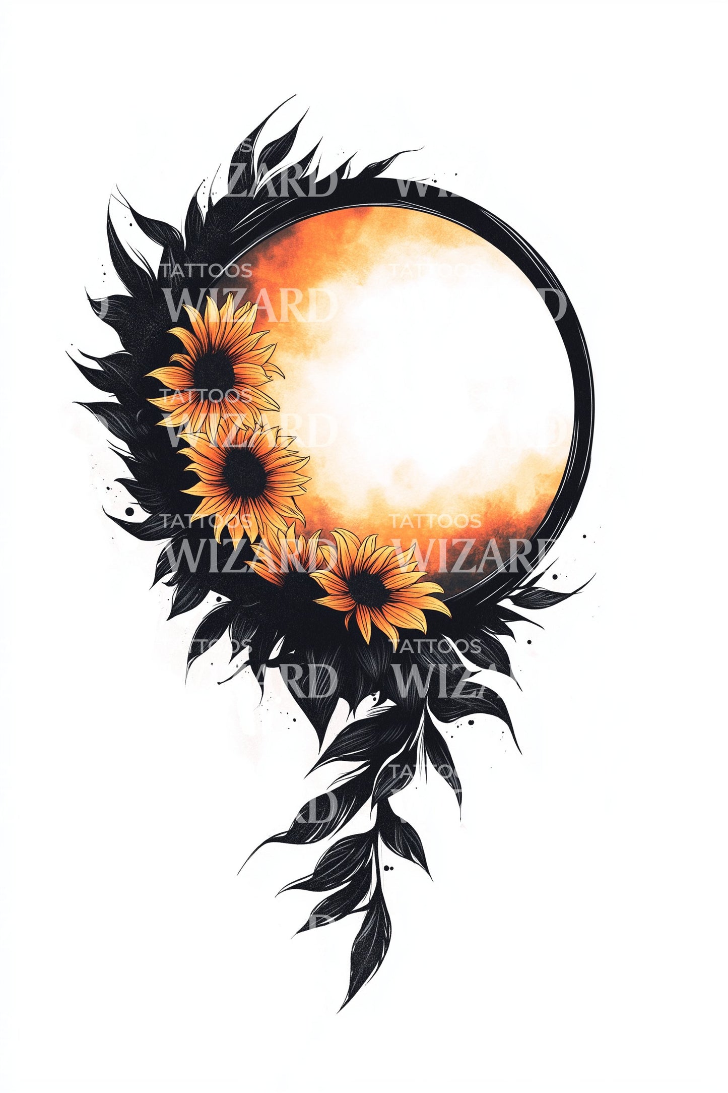 Ember Eclipse Bloesem Tatoeage Ontwerp