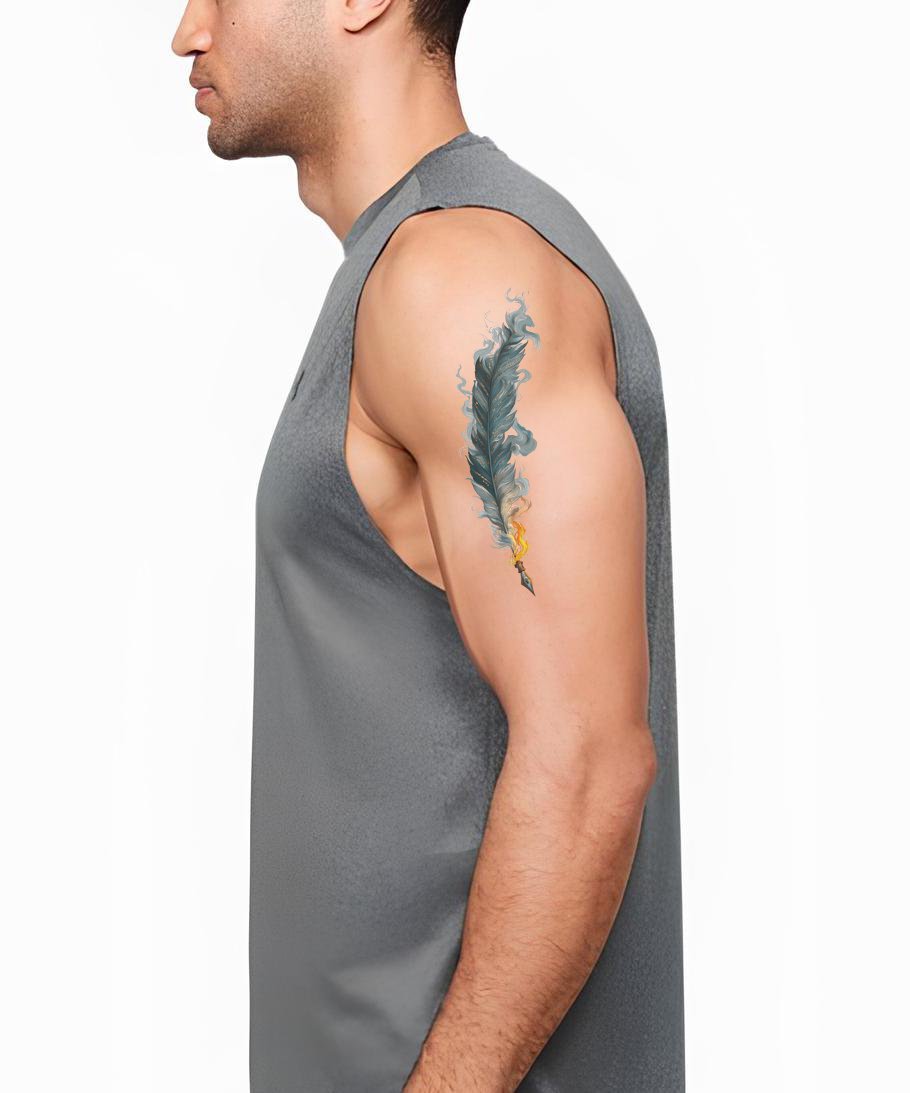Ember Tipped Feather Tattoo Illustration