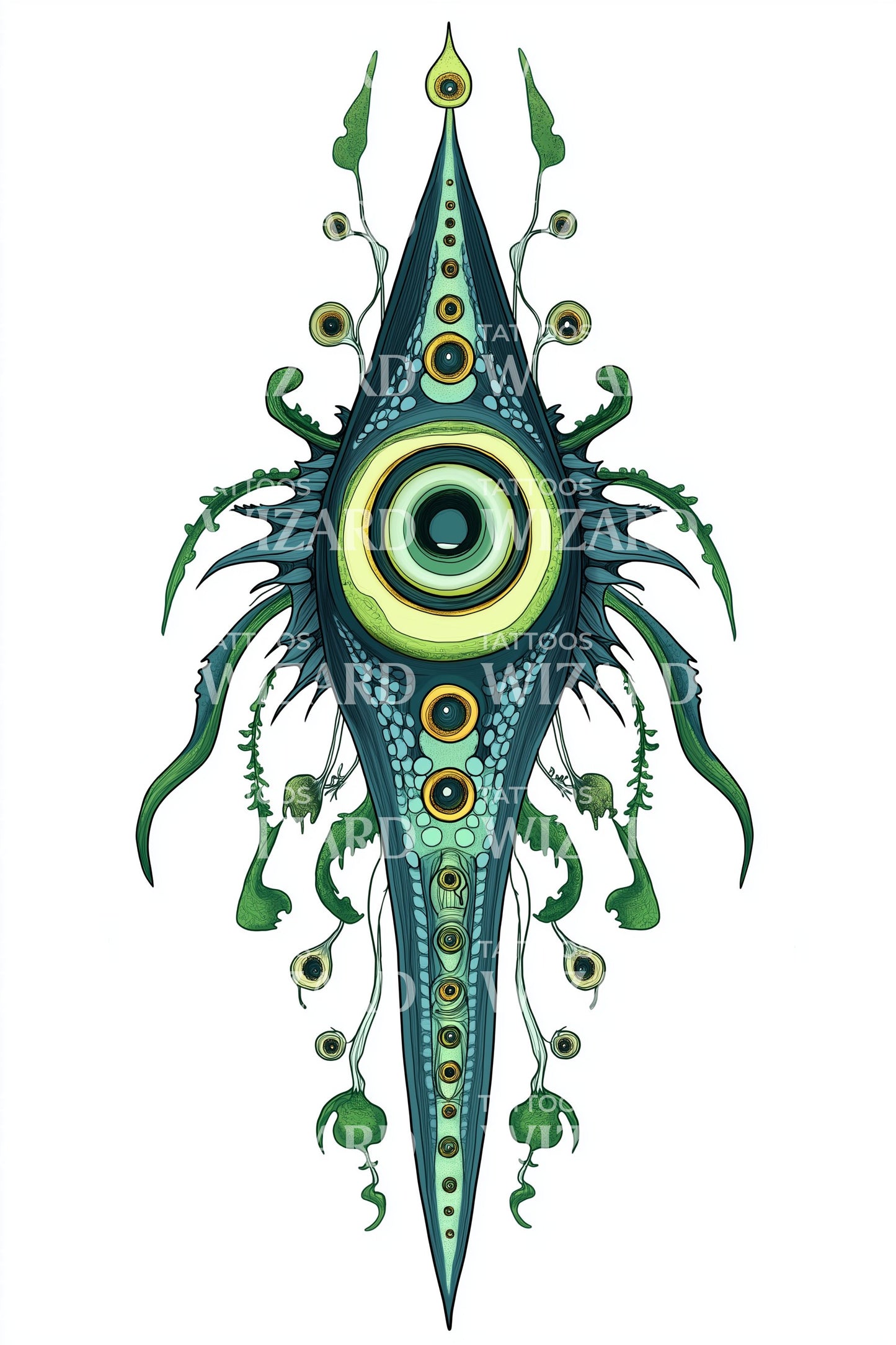 Emerald Eye Totem Tattoo Illustration