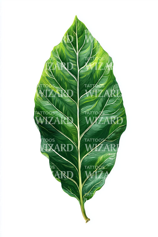 Diseño de tatuaje realista de hoja de esmeralda