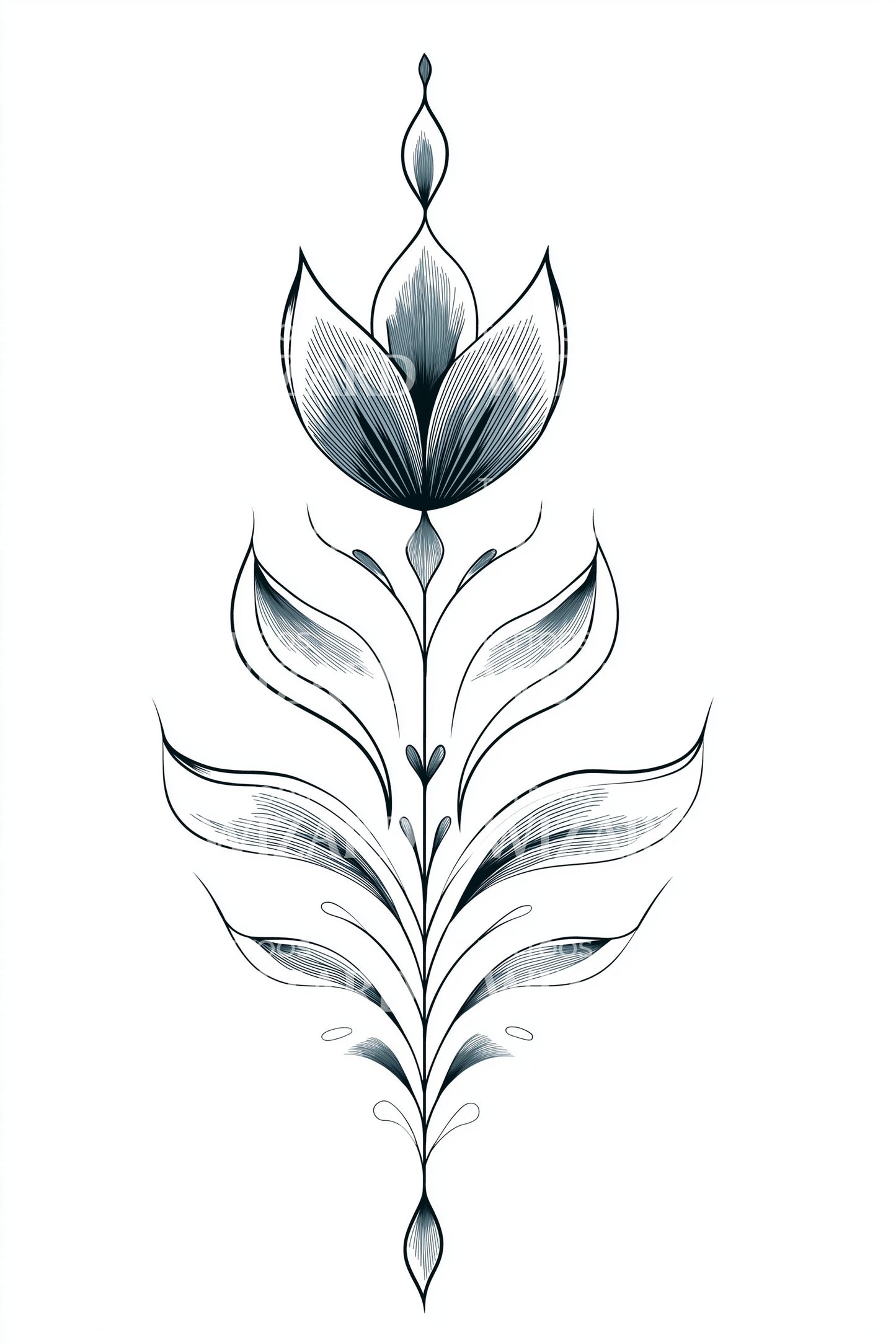 Ethereal Floral Sprig Tattoo Design