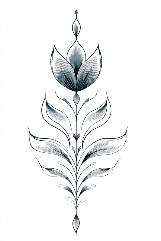 Ethereal Floral Sprig Tattoo Design