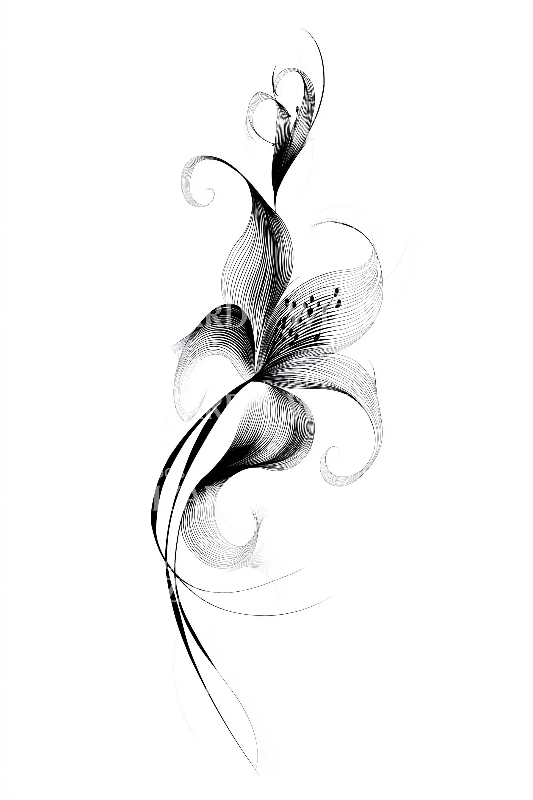 tiger lily tattoo outline Ethereal Lily Sweep Tattoo Idea – Tattoos Wizard Designs