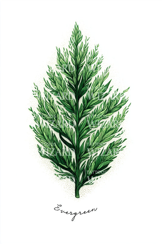 Evergreen Fir Leaf Tattoo Design