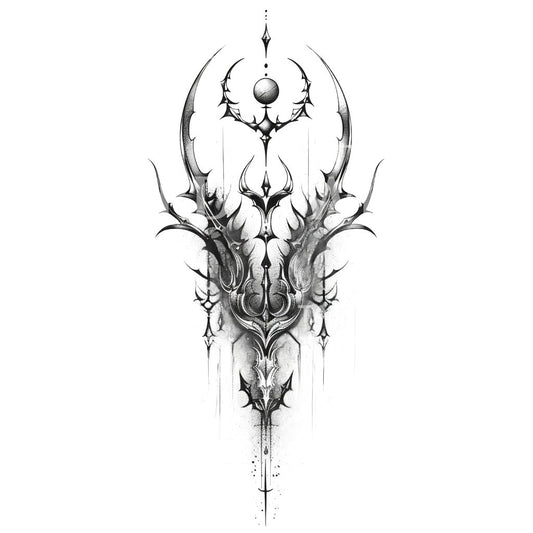 Evil Horned Sigil of Ancient Power Tattoo Design
