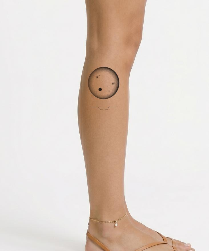 Tattoo-design med lyskurve for exoplanetpassage