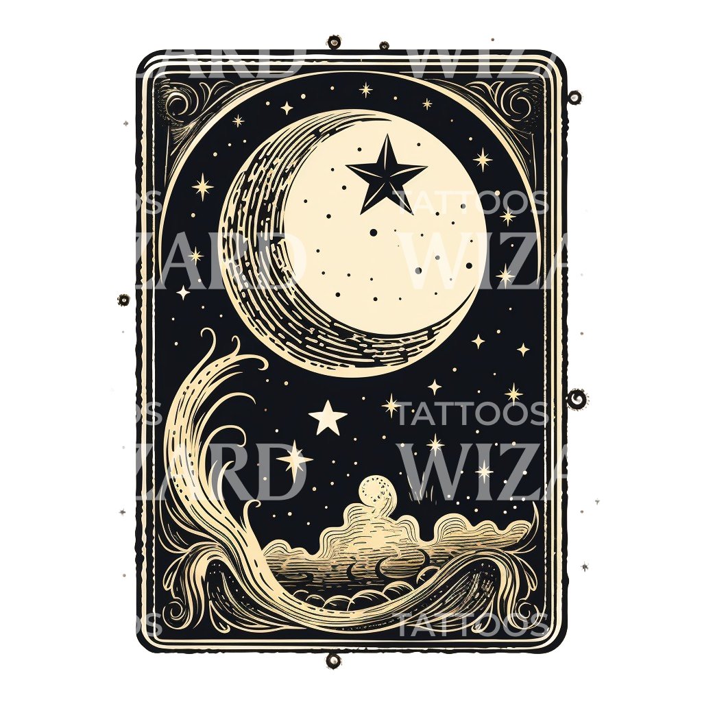 Tarot Card the Moon Tattoo Design