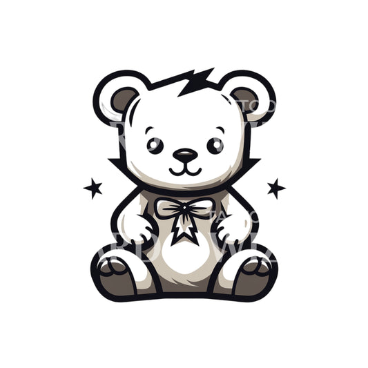 Lovely Teddy Bear Old School Tattoo Design