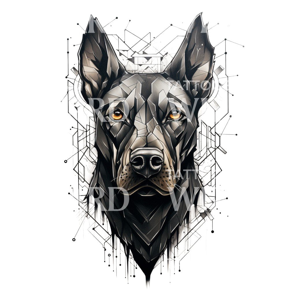 Dobermann Geometric Tattoo Design