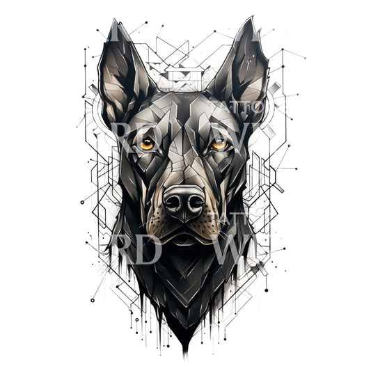 Dobermann Geometric Tattoo Design