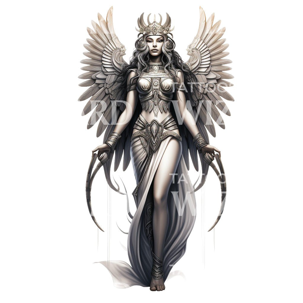 Egyptian Angel Tattoo Design