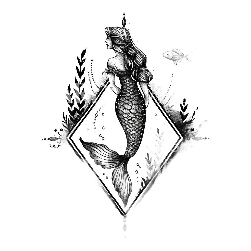 Mermaid Tattoos in Black and White