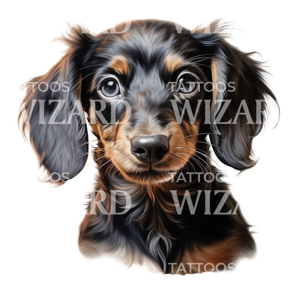 Realist Daschund Puppy Tattoo Design