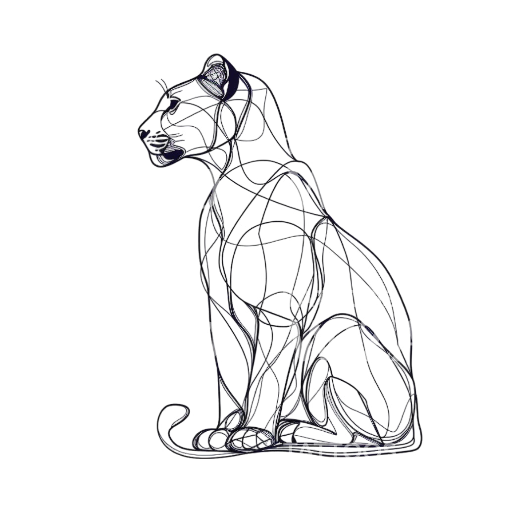 Fine Lines Lioness Tattoo Design