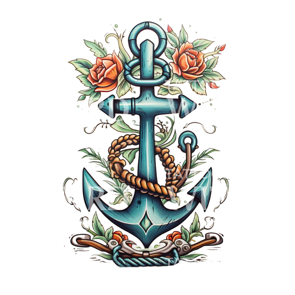 New School Anchor Tattoo Design