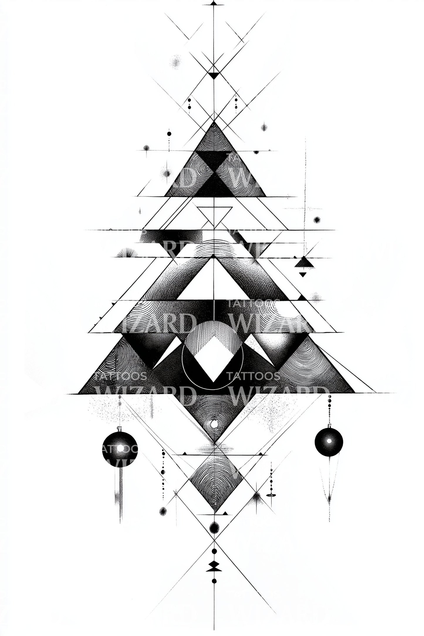 Faceted Crystal Tree Tattoo Design