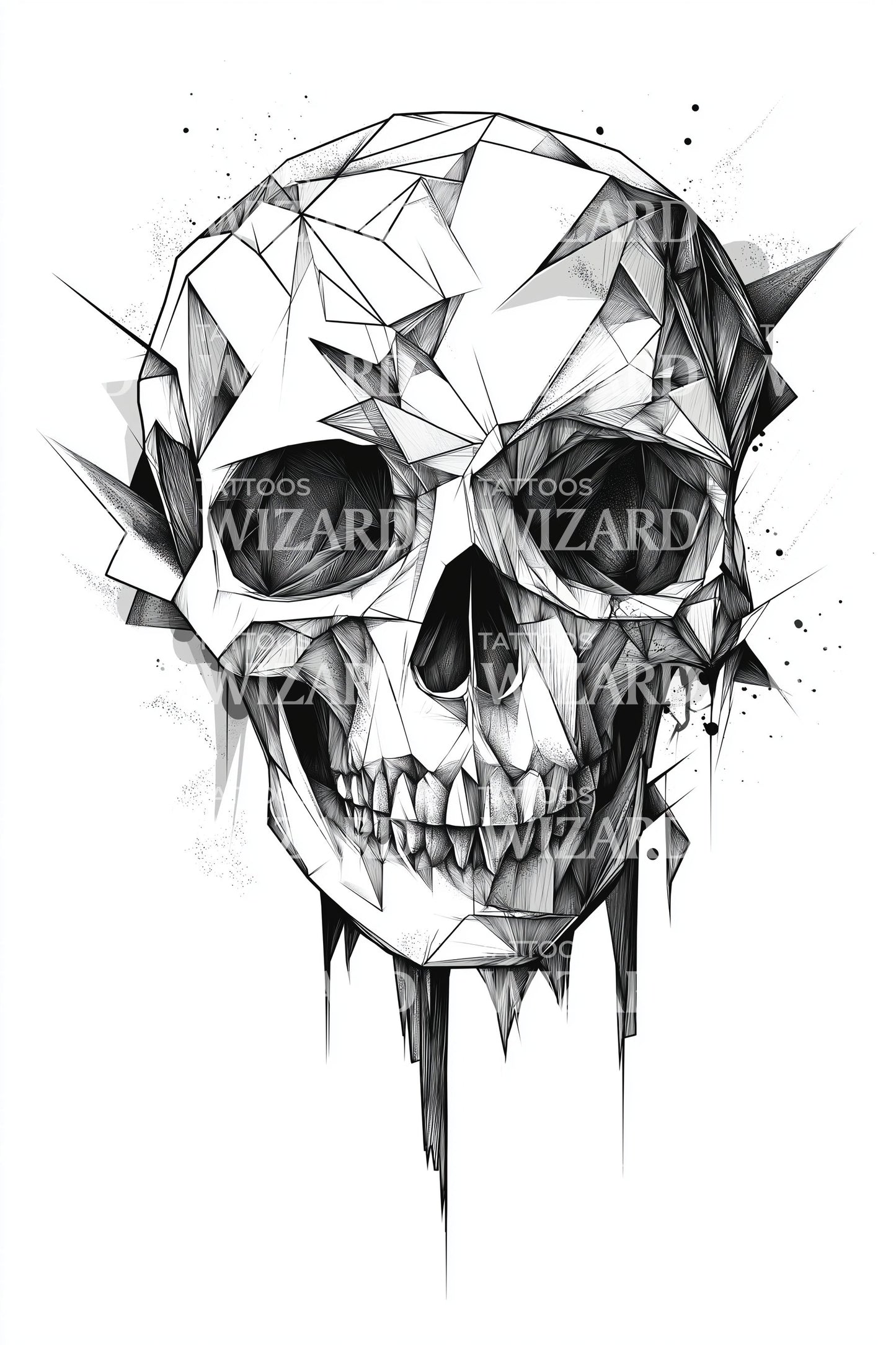 Faceted Shadow Skull Tattoo Design