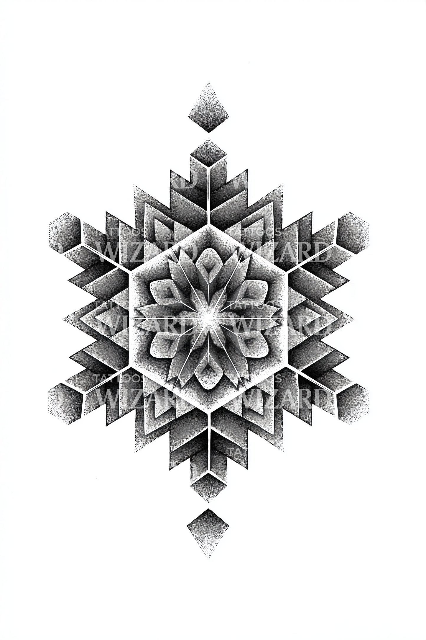 Faceted Snowflake Mandala Tattoo Design