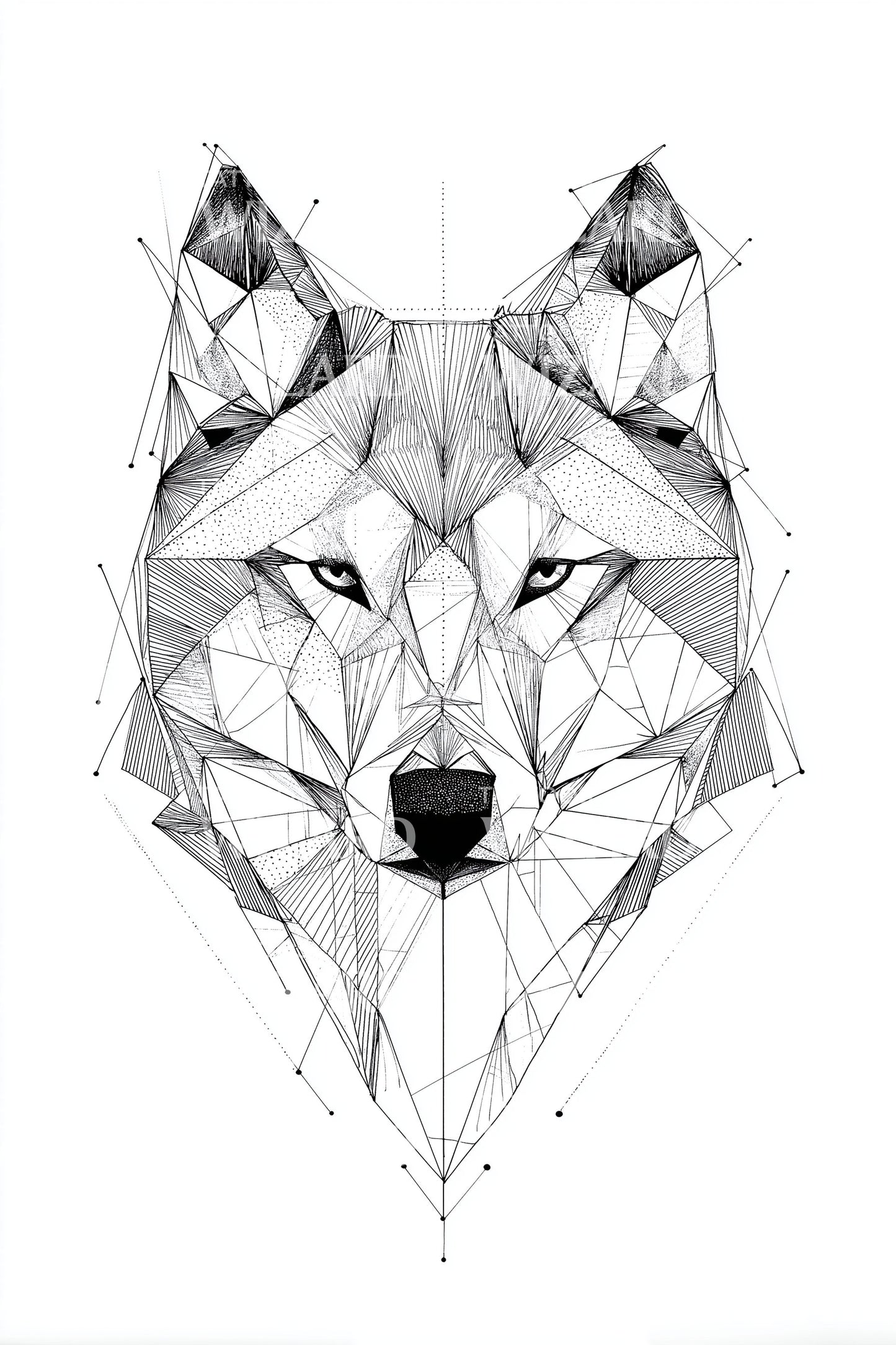 Faceted Wolf Geometry Tattoo Idea