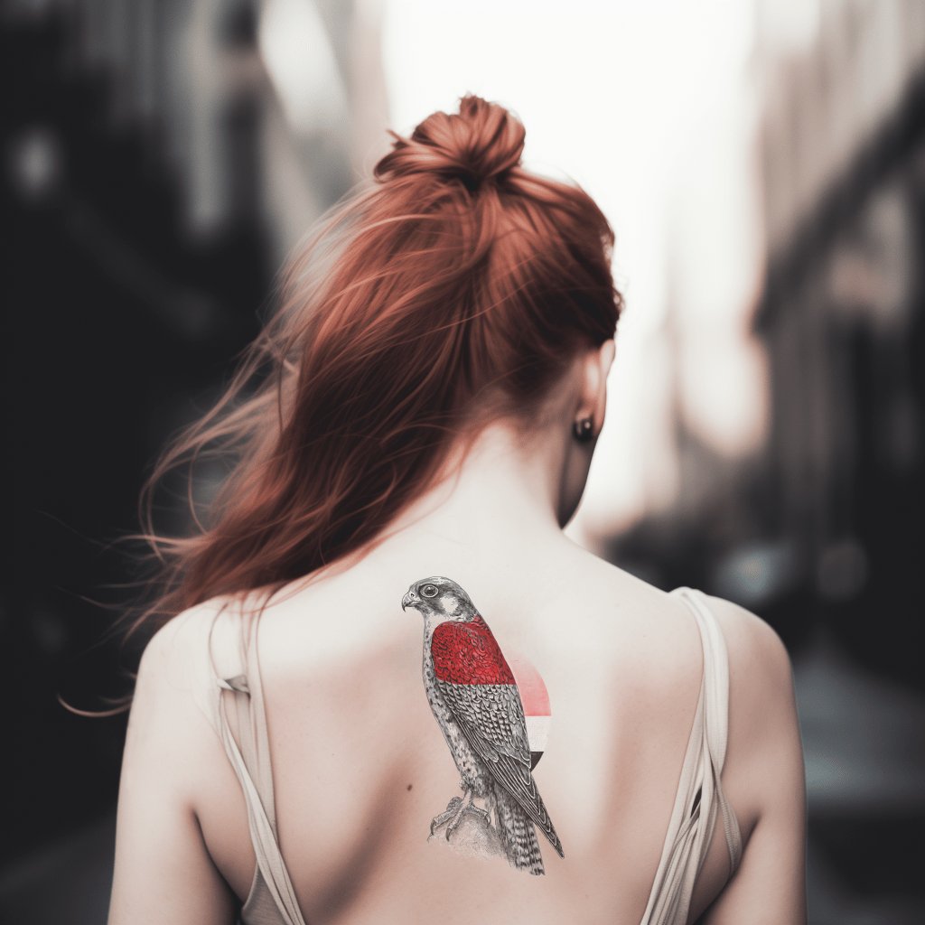 Falcon Red Sun Tattoo Illustration