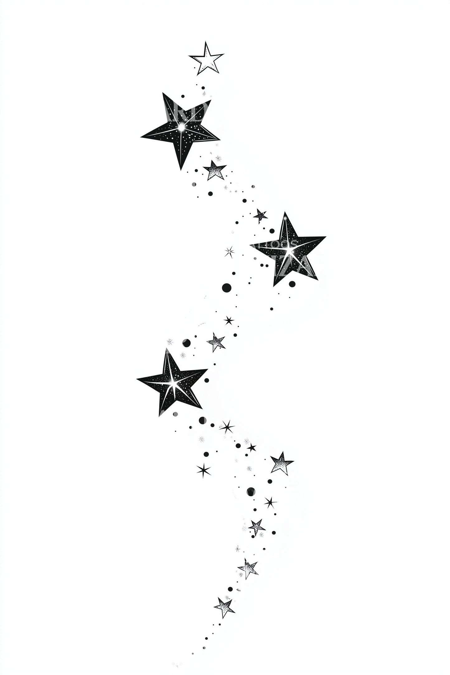 Falling Star Swirl Path Tattoo Illustration