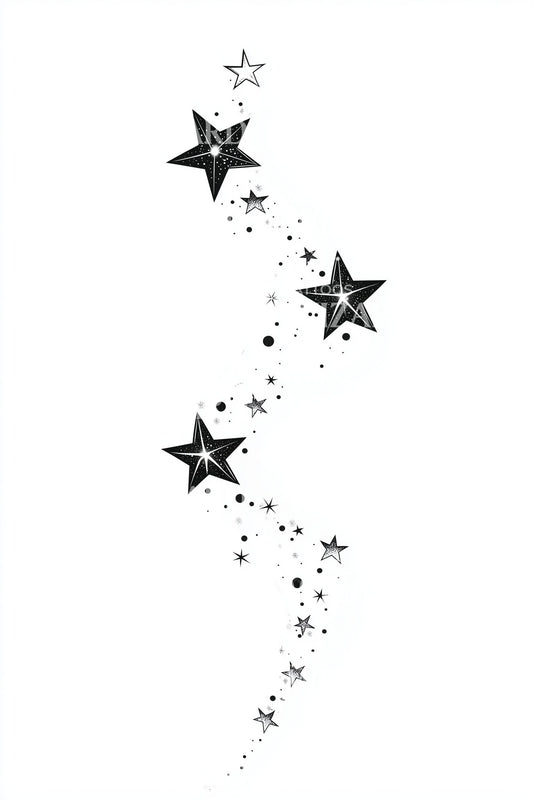 Falling Star Swirl Path Tattoo Illustration