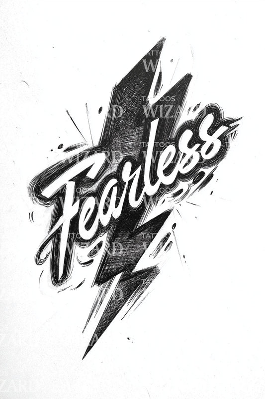 Fearless Lightning Bolt Tattoo Design