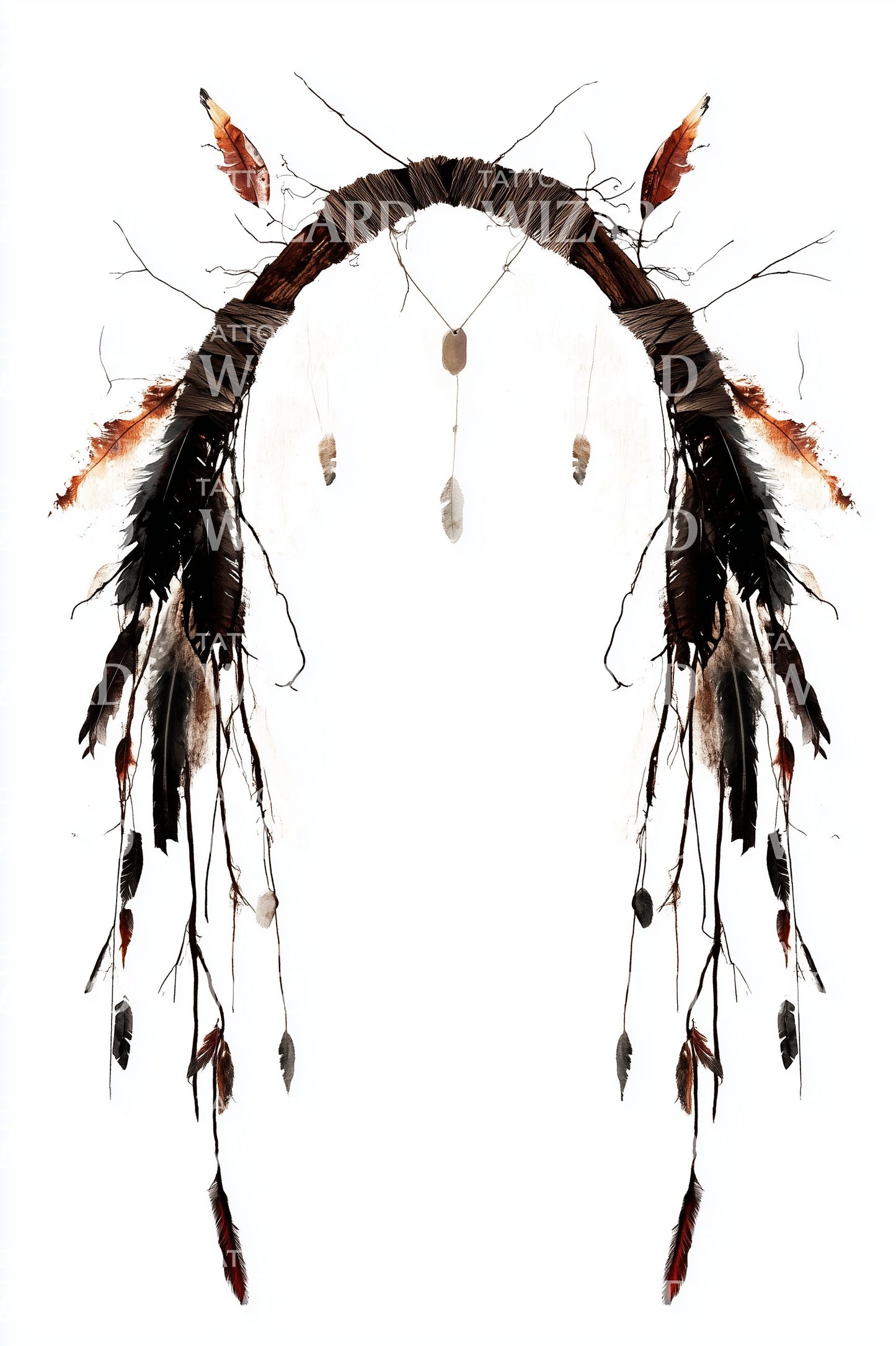 Feather Arch Talisman Tattoo Design
