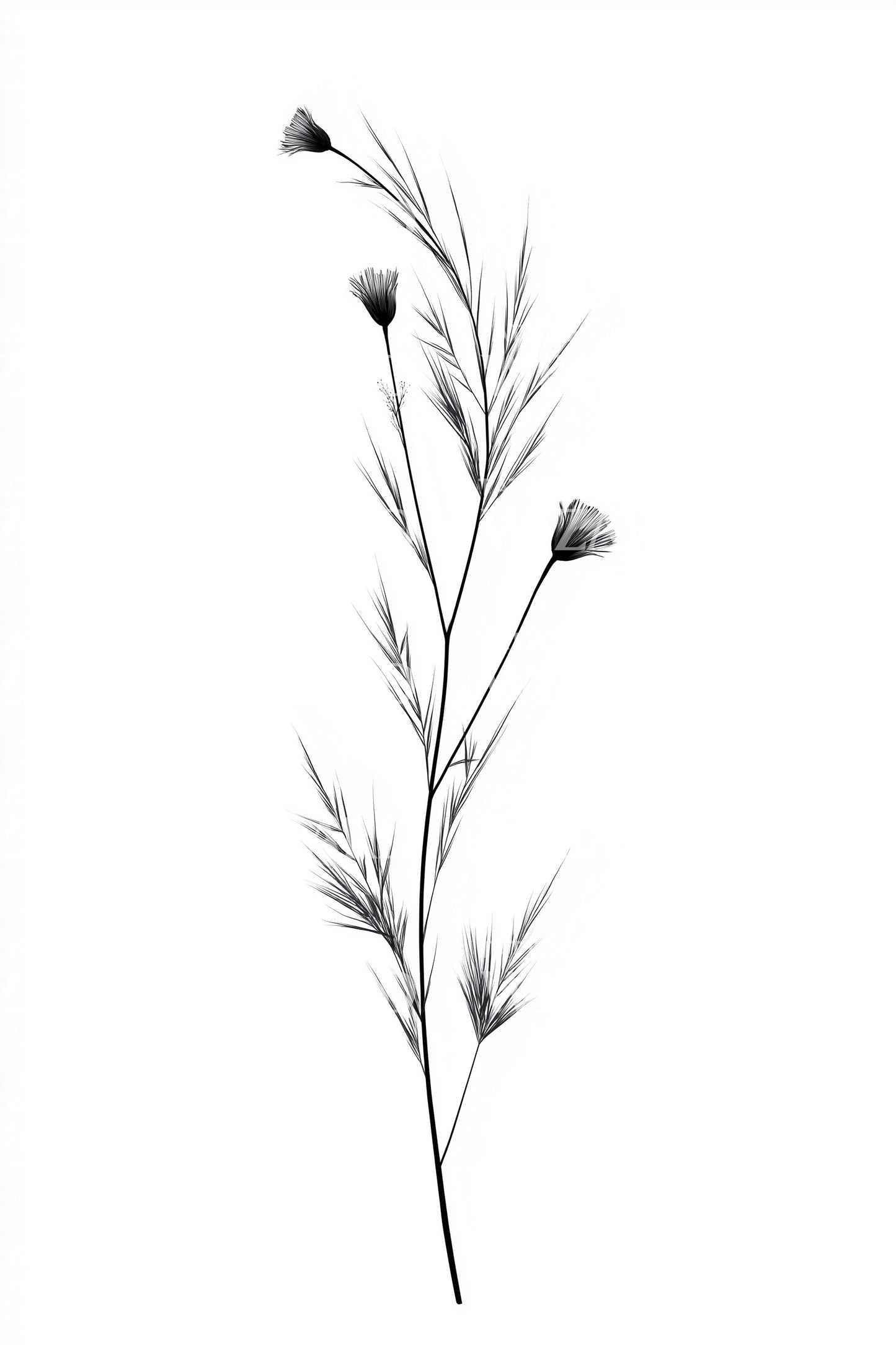 Diseño de tatuaje de tallo de hierba pluma
