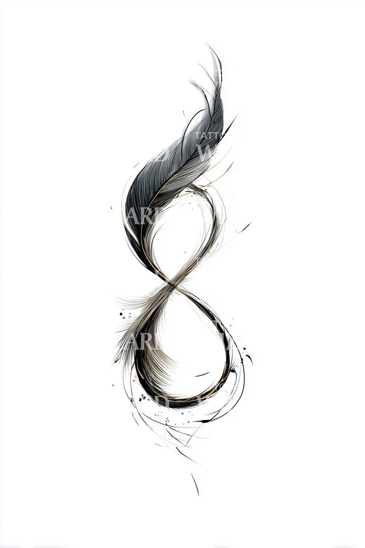 Feather Infinity Loop Tattoo Idea