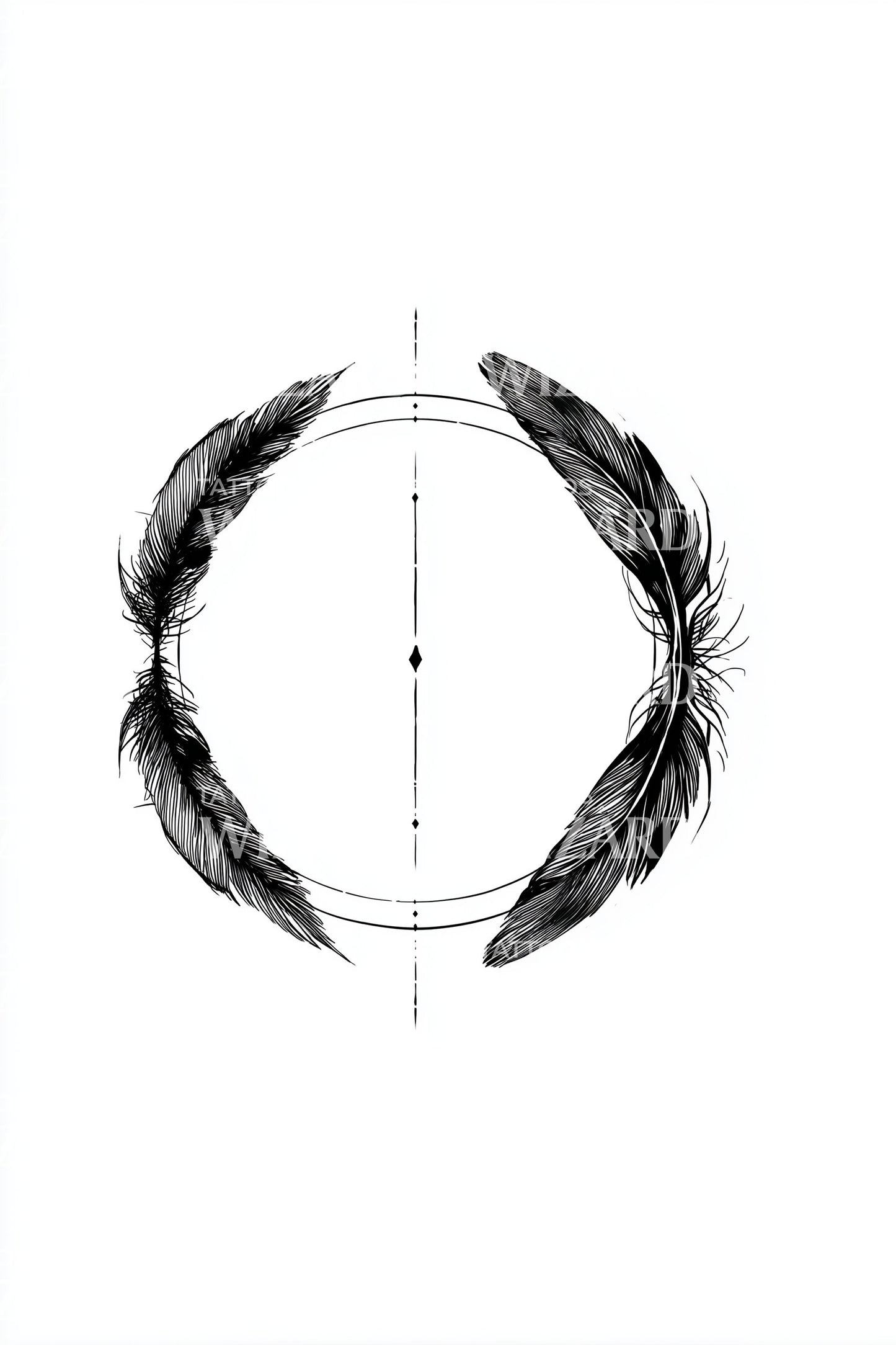 Feathered Circle Wreath Tattoo Design